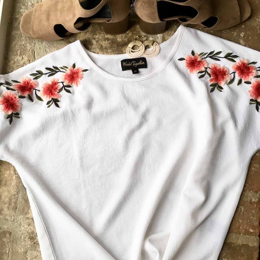 Floral embroidered top
